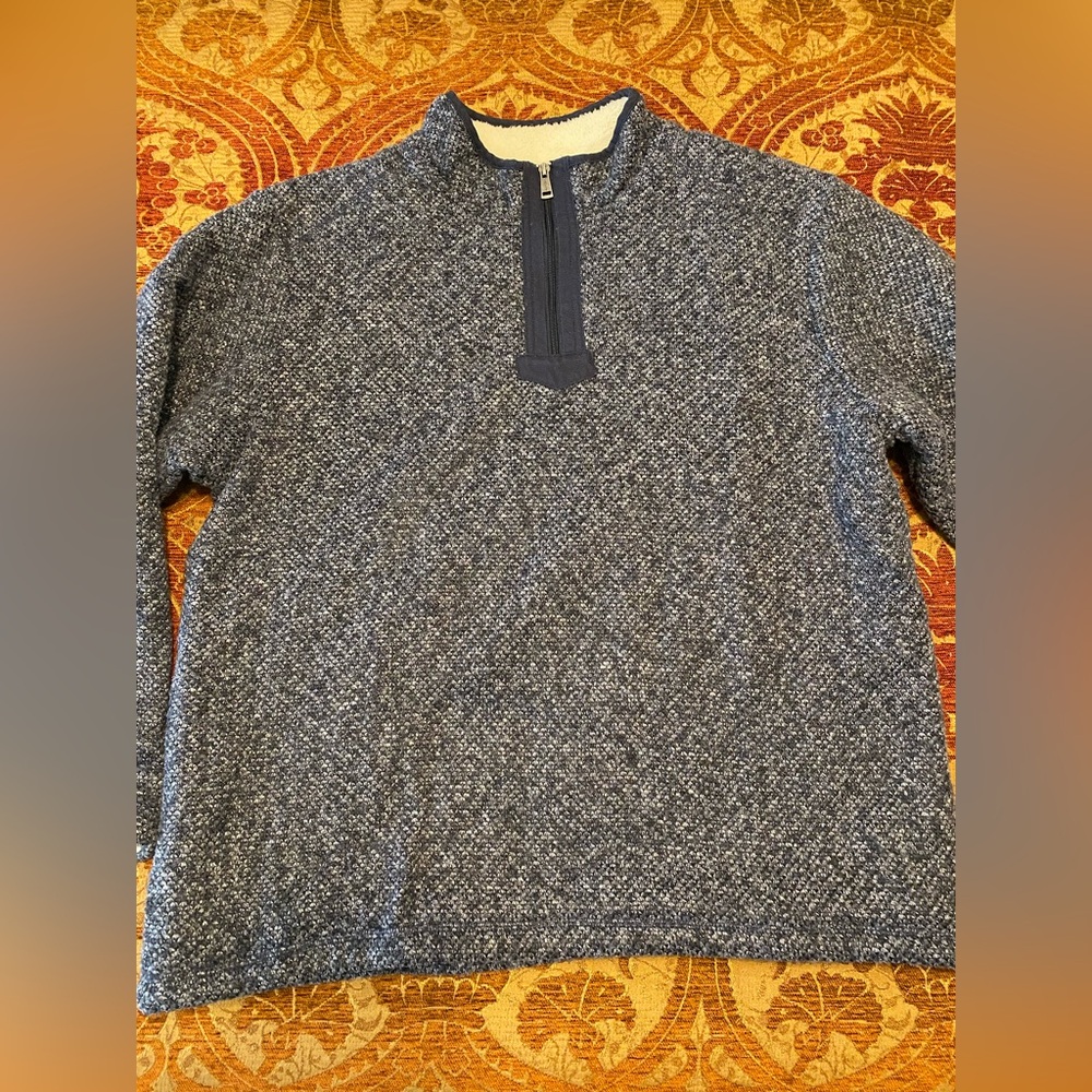 Orvis Blue Fleece-Lined Quarter-Zip Sweater (L)